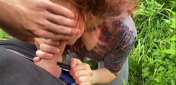  My sexy girlfriend outdoors sucking and swallowing cum. KleoModel